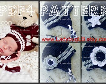 Patrón de crochet para gorro de espíritu de equipo: 8 looks en 1 patrón, 7 tamaños incluidos, descarga instantánea en PDF4