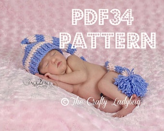 Long tail elf hat crochet pattern - 7 sizes - newborn to adults - PDF34 instant download