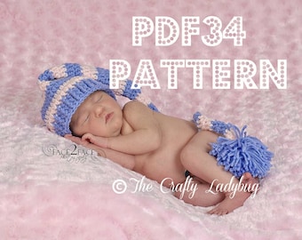 Long tail elf hat crochet pattern - 7 sizes - newborn to adults - PDF34 instant download