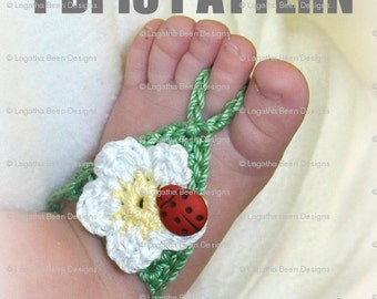 Flower barefoot sandals  - crochet pattern for babies and toddlers - PDF13 instant download