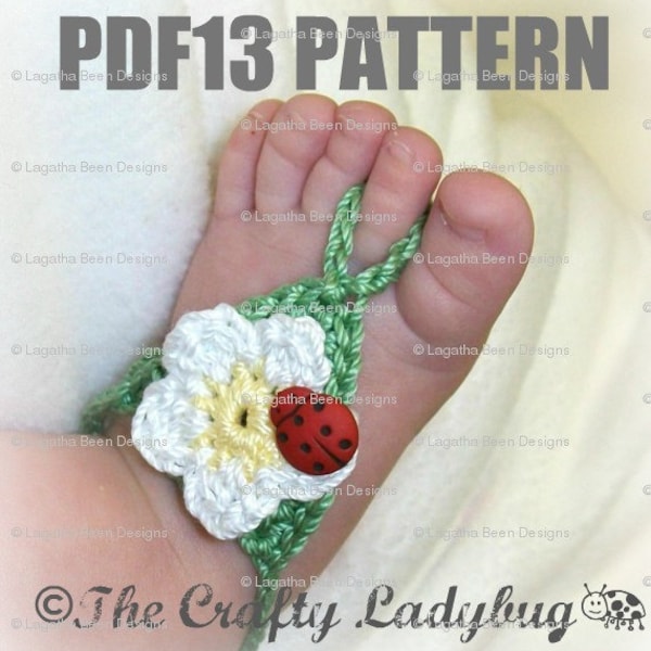 Flower barefoot sandals  - crochet pattern for babies and toddlers - PDF13 instant download