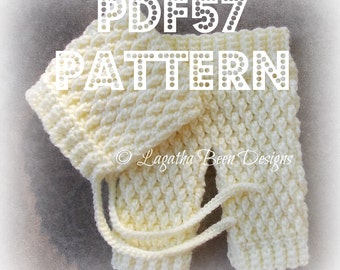 Textured baby pants and bonnet set - crochet pattern - newborn size only- PDF57 instant download