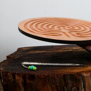 7" Classical Finger Labyrinth on Cherry Wood • Mindfulness Tool • Meditation • Stress Relief • Thoughtful Gift image 3