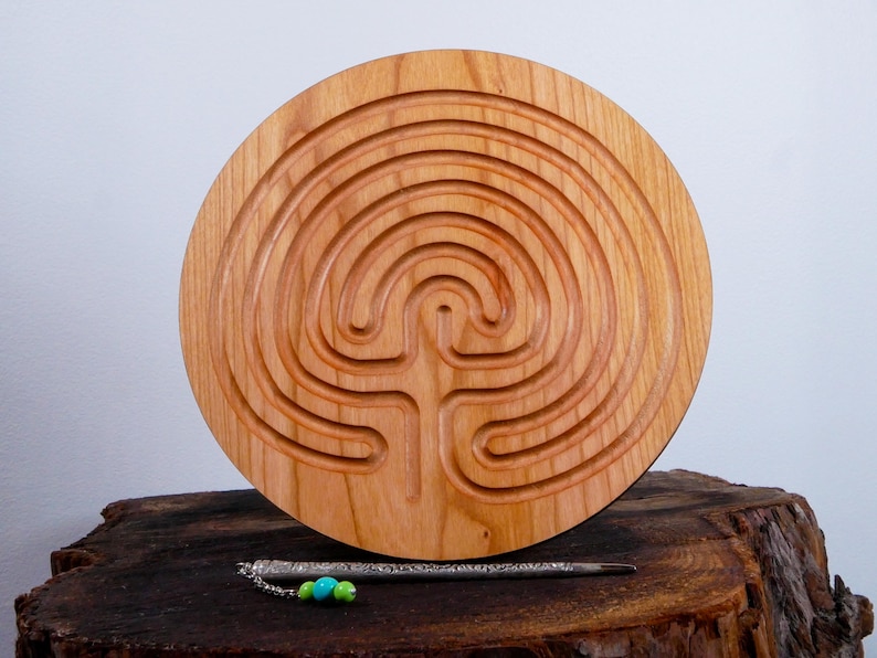 7" Classical Finger Labyrinth on Cherry Wood • Mindfulness Tool • Meditation • Stress Relief • Thoughtful Gift image 4