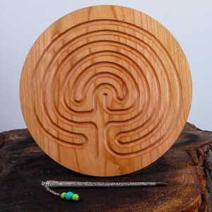 7" Classical Finger Labyrinth on Cherry Wood • Mindfulness Tool • Meditation • Stress Relief • Thoughtful Gift image 2