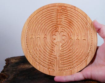 7" Chartres Finger Labyrinth on Cherry Wood • Mindfulness Tool • Meditation • Stress Relief • Thoughtful Gift