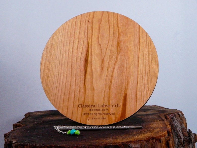7" Classical Finger Labyrinth on Cherry Wood • Mindfulness Tool • Meditation • Stress Relief • Thoughtful Gift image 5