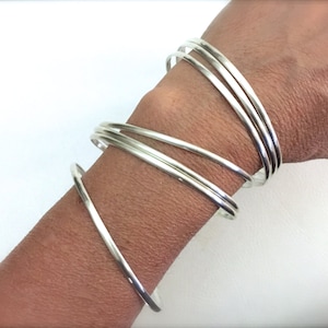 Set of 7 handmade sterling silver bangle bracelets half round bangles set of bangles 925 solid sterling silver semanario image 1