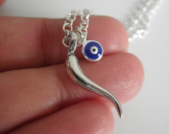 Italian Horn and Evil Eye Bracelet 
