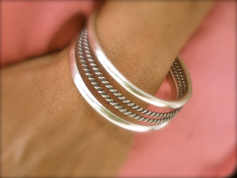 HEAVY sterling silver bangle bracelet 925 solid sterling silver round bangle bracelet thick sterling silver bangle image 4