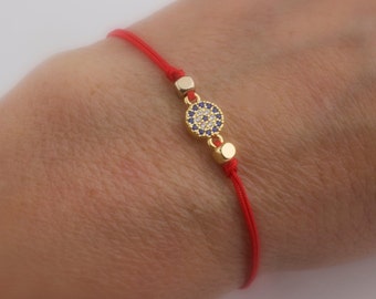 Blue evil eye  bracelet - gold eye - silver eye - pave evil eye - cz eye bracelet  - adjustable bracelet - protection bracelet - christmas