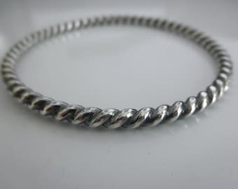 Silver Twist Bangle, Spiral Bracelet, Solid Silver Stacker