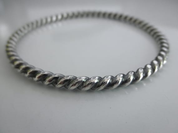 Sterling Silver Twisted Bangle Bracelet Solid 925 Sterling Pattern
