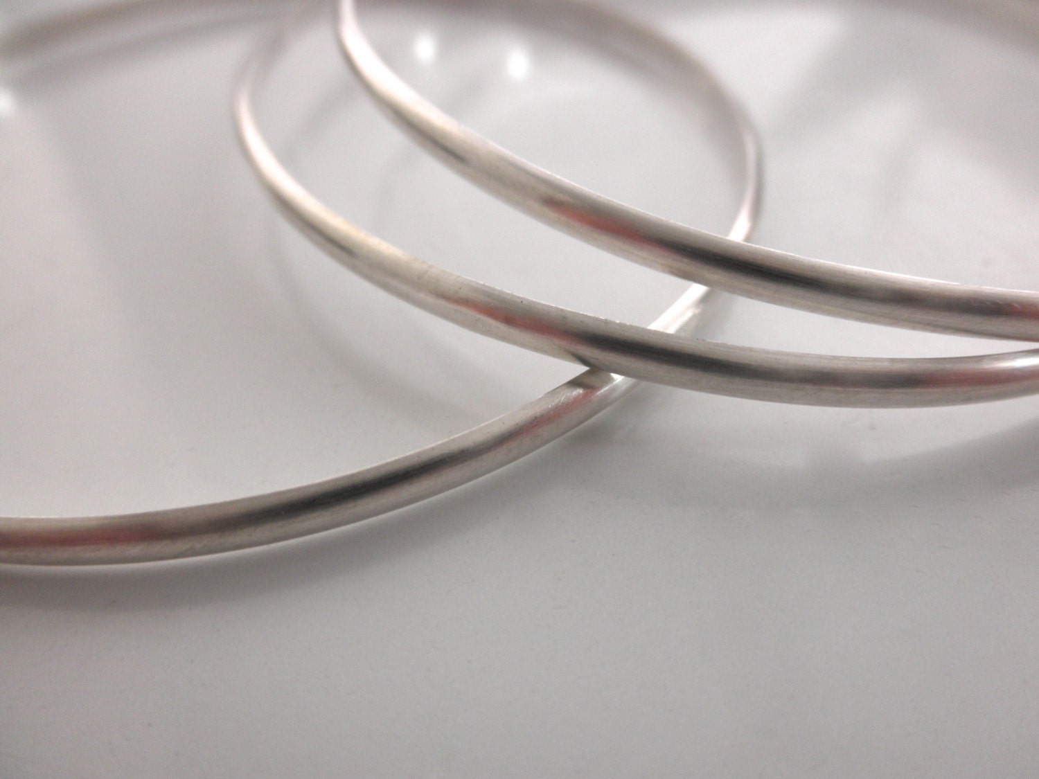 SILVER925 ROUND BANGLE/BRACELET/シルバー/ブレス 925 Solid Sterling Silver Bracelet, Round Tube Slip on