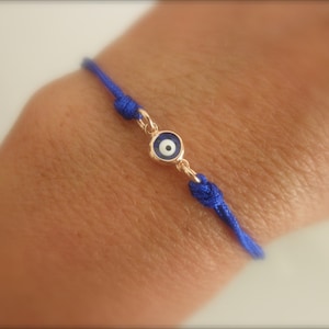 rose gold blue evil eye bracelet  - choose cord color