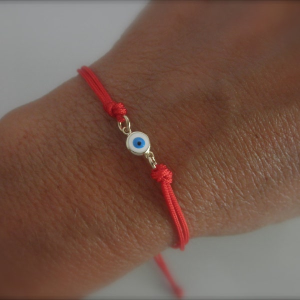 evil eye bracelet on a string - red cord - protection bracelet - gold evil eye - adjustable evil eye bracelet - choose cord color