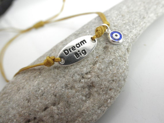 Dream Big Charm and Evil Eye Bracelet Cord Bracelet Protection Bracelet Evil Eye dream Big Message dream Big Charm Etsy Canada