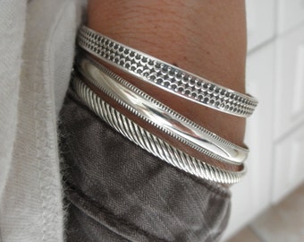 Sterling silver Cuff bracelet crown design - pattern sterling cuff - 925 solid sterling silver -