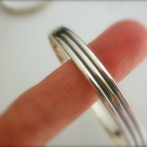 Sterling silver bangle bracelet striped pattern image 2