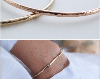 14K Gold-Filled Cuff Bracelet: Hammered Classic Design