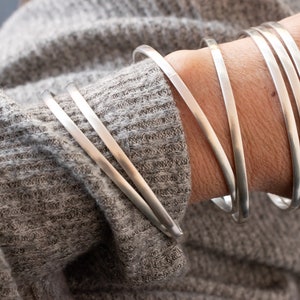 Set of 7  handmade sterling silver bangles  - set of bangles - 925 solid sterling silver - semanario -