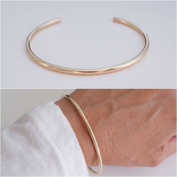 14K goldfilled cuff bracelet - classic gold cuff - wire gold-filled cuff bracelet - 10 gauge cuff bracelet