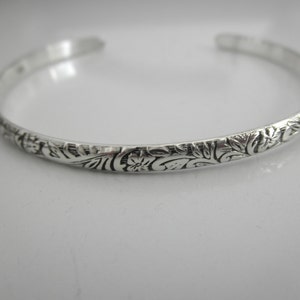 Sterling silver Cuff bracelet flower pattern image 2