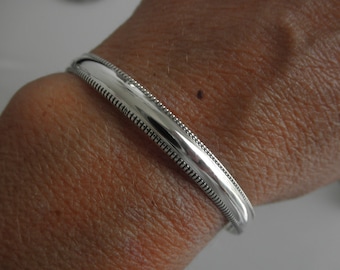 Sterling silver cuff bracelet milgrain edge - milgrain cuff bracelet - 925 solid sterling silver