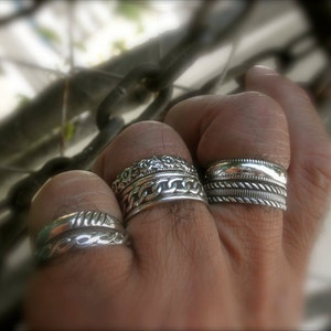 Set of 6 sterling silver cuff ring