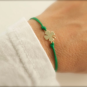Lucky clover cord bracelet - gold clover - silver clover - rose gold clover -  lucky bracelet - 4 leaf clover bracelet -