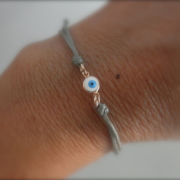 rose gold evil eye bracelet  - choose cord color