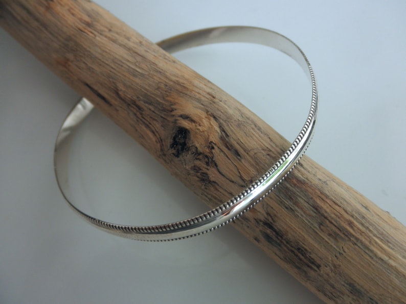 Sterling silver bangle bracelet milgrain edge milgrain bangle bracelet 925 solid sterling silver image 2