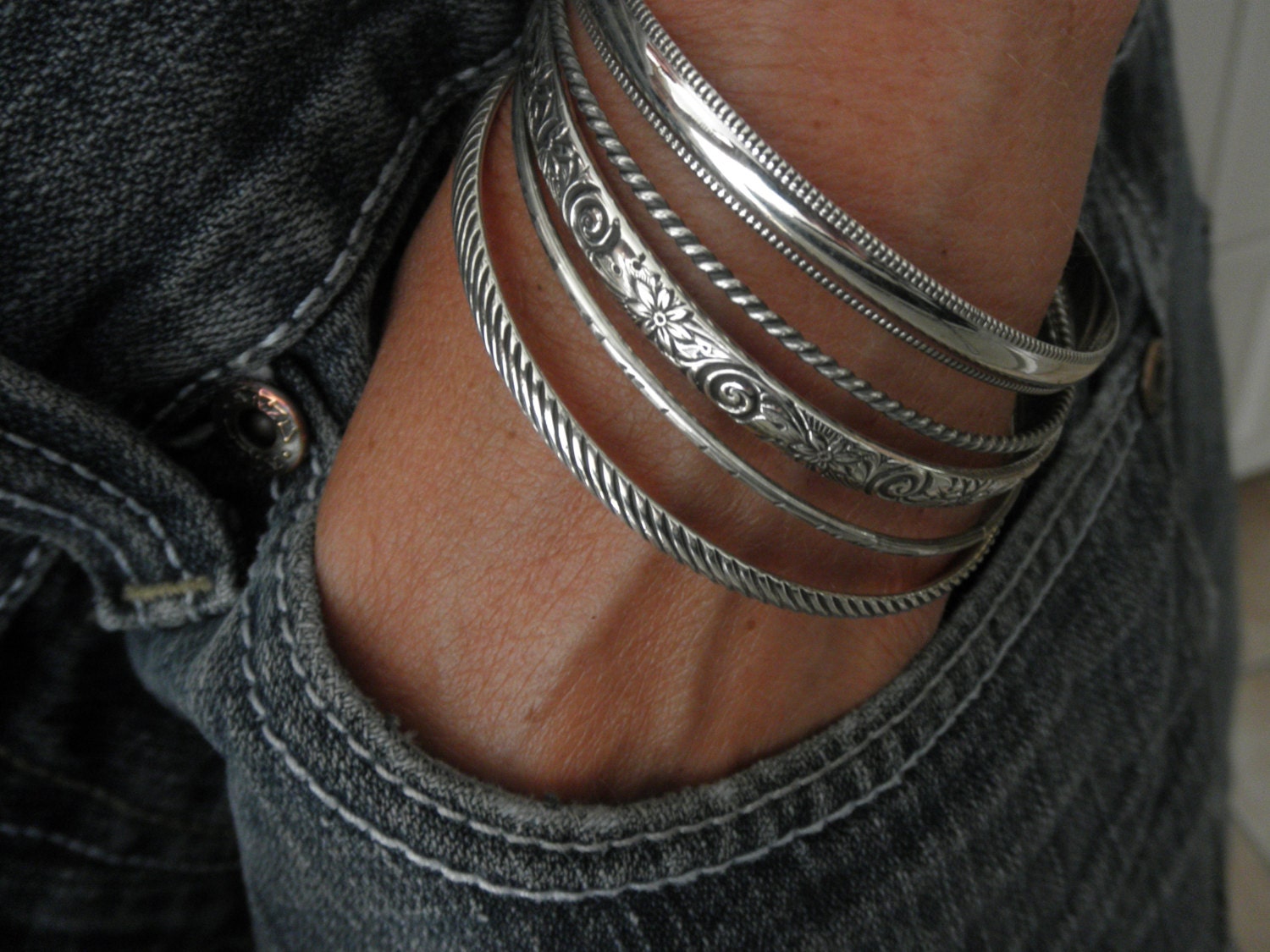 milgrain bangle bracelet 925 solid sterling silver Sterling silver bangle bracelet milgrain edge Sieraden Armbanden Bangles 