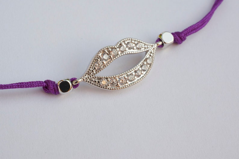 Lips Bracelet Pave Lips Bracelet Adjustable Bracelet Etsy