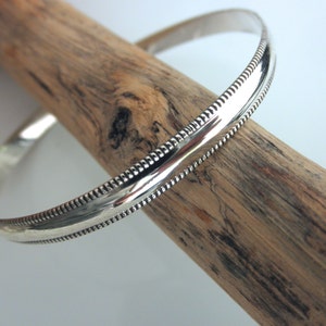 Sterling silver bangle bracelet milgrain edge - milgrain bangle bracelet - 925 solid sterling silver