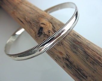 Sterling silver bangle bracelet milgrain edge - milgrain bangle bracelet - 925 solid sterling silver