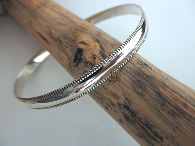 Sterling silver bangle bracelet milgrain edge milgrain bangle bracelet 925 solid sterling silver image 1