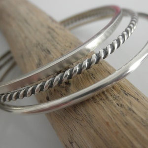 Set of 3 Sterling silver bangle bracelets image 3