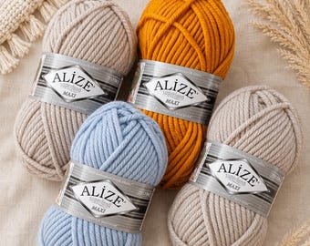 Alize Superlana Maxi Garn, Woll-Acryl-Mischung, 100 g 100 m, Strick- und Häkelgarn