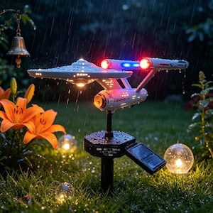 Interstellar Solar-Powered Garden Ground Lights, Spaceship Outdoor Night Lights, Waterproof Sci-Fi Garden Landscaping Decorations.