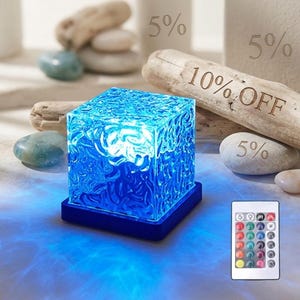 16 Color Ocean Wave Projector Lamp, Aurora Night Light with Remote Control, USB LED Mood Lamp, Water Ripple Ambient Light, Bedroom Decor Gif