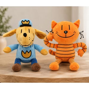 Peluche de hombre perro, muñeco de peluche de dibujos animados, lindo peluche de perro y gato, juguete suave para niños, regalo de cumpleaños