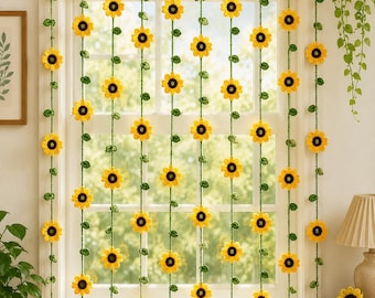 Crochet Sunflower Curtain Pattern | Boho Garland PDF Download