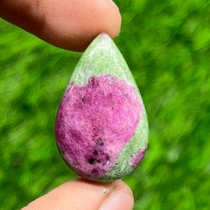 AAA Ruby In Zoisite Polished Cabochon, Hand Crafted Loose Gemstone for Wire Wrap or Artisan Jewelry (26x17x6MM)