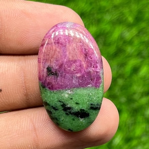 Cabujón de cristal de rubí zoisita natural / Piedra preciosa suelta de alta calidad / Joyería artesanal (30x18x5 mm)
