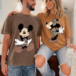 Comfort Colors Disney Couple PNG Leopard Mickey Minnie Safari Trip Matching PNG
