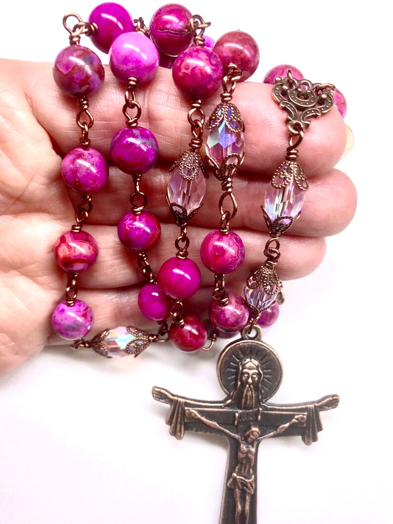 Anglican Protestant Rosary Prayer Beads 10mm Pink Crazy Lace Etsy