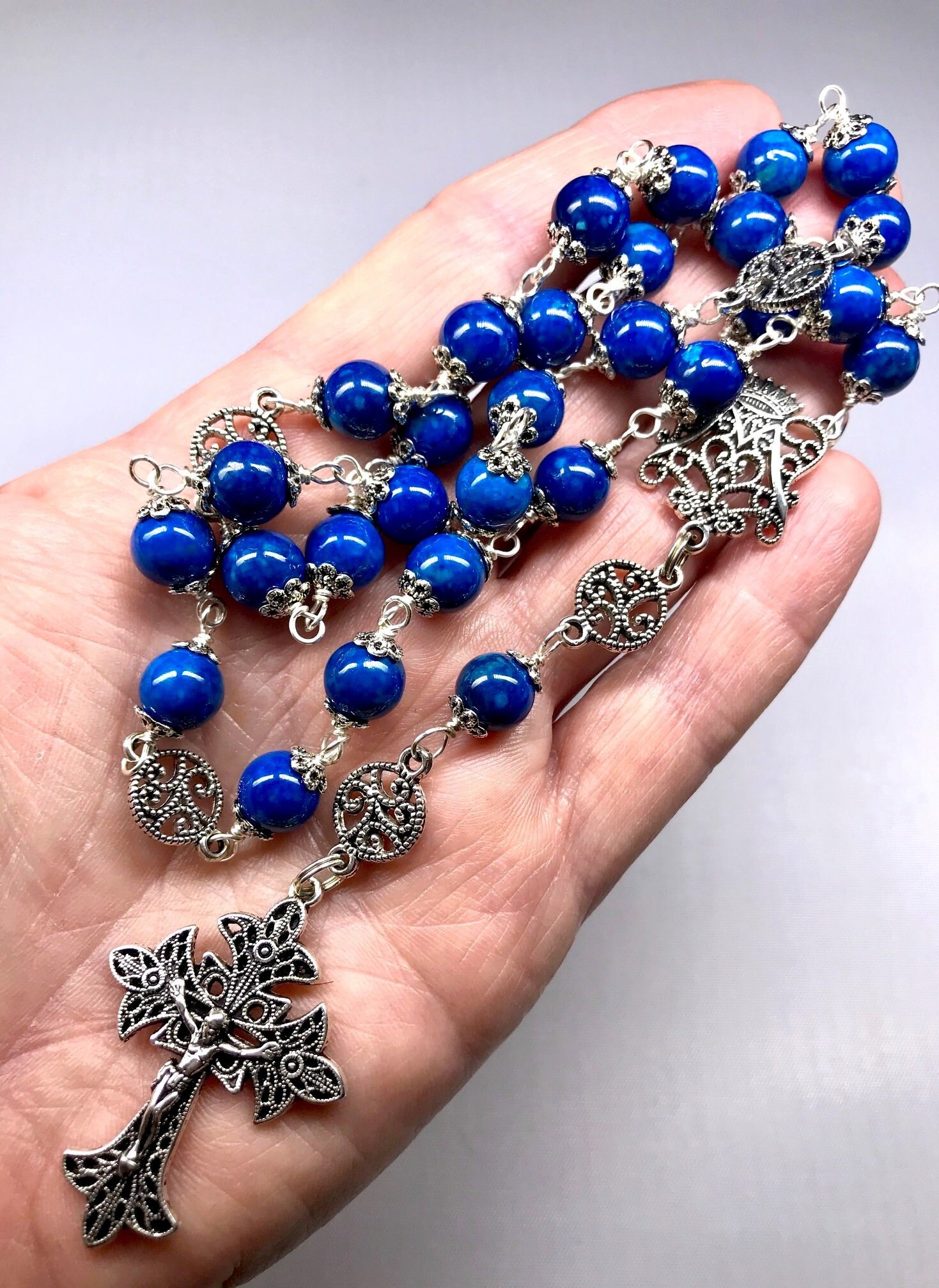 Protestant Prayer Beads Anglican Rosary 8mm Cobalt Blue Etsy