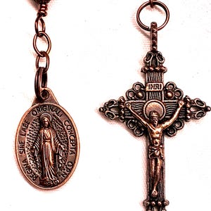 Catholic Tenner Rosary Copper Crucifix & Our Lady Miraculous Medal ...