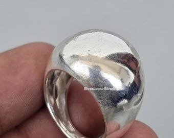 Sterling Silver Dome Ring, Bold Statement Bubble Ring, Modernist Minimalist Jewelry